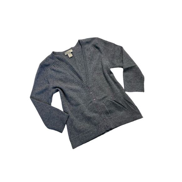 Simply Cashmere V-Neck Cashmere Cardigan Sweater Women’s Gray Size Small - Picture 1 of 3